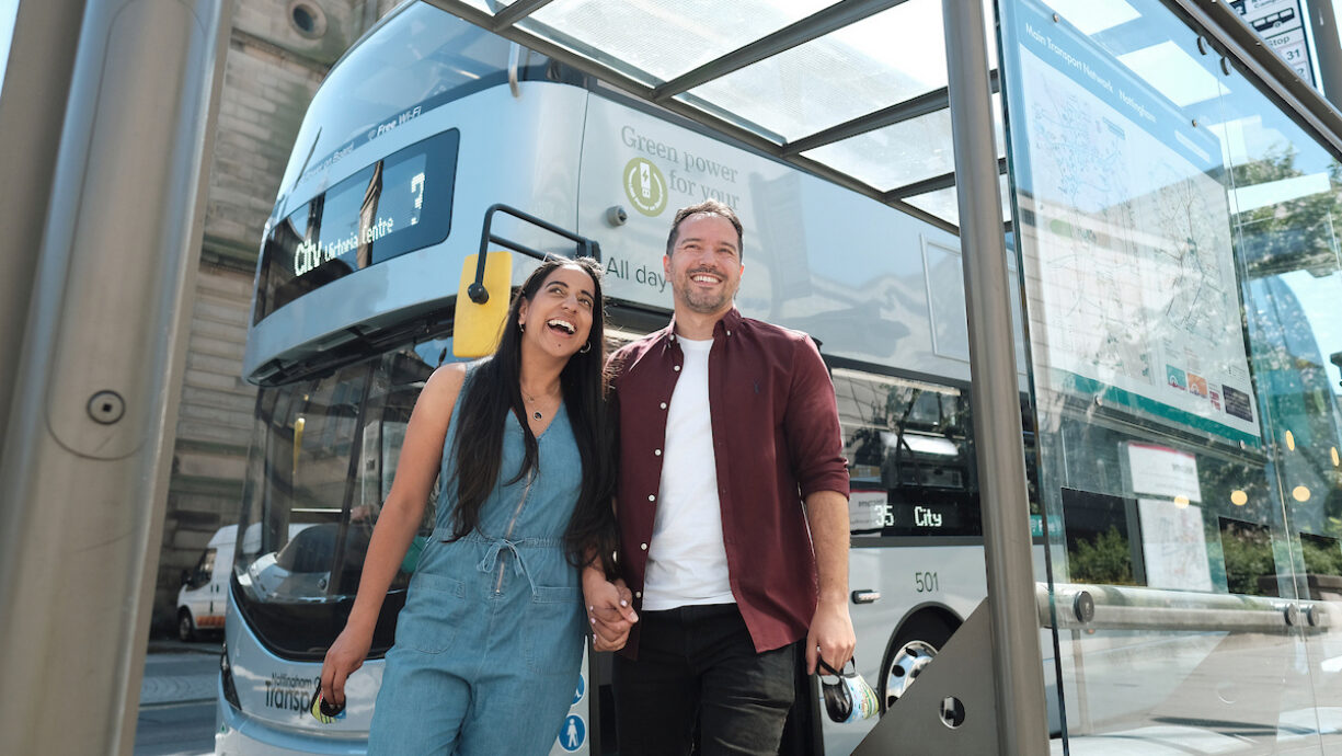 (photo shoot 0621-038) Nottingham City Transport Days/Nights out campaign. Younger Couple