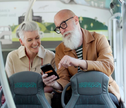 (photo shoot 0621-038) Nottingham City Transport Days/Nights out campaign. Older Couple