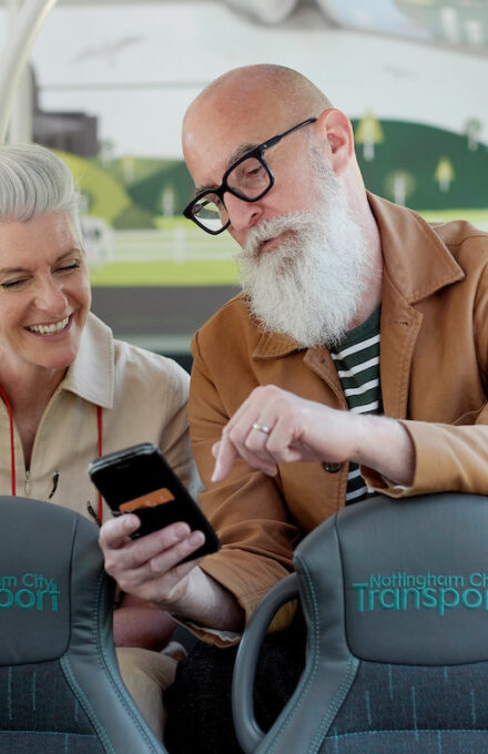 (photo shoot 0621-038) Nottingham City Transport Days/Nights out campaign. Older Couple