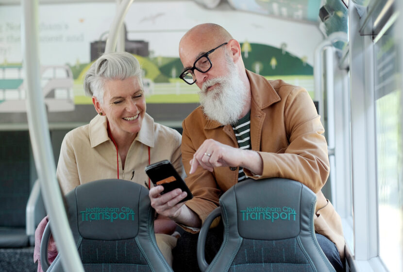 (photo shoot 0621-038) Nottingham City Transport Days/Nights out campaign. Older Couple